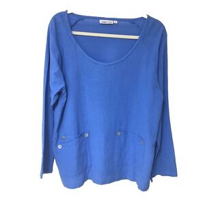 NWT Calypso Womens Periwinkle Gauze Top M L Pockets Beach Coastal  Relaxed